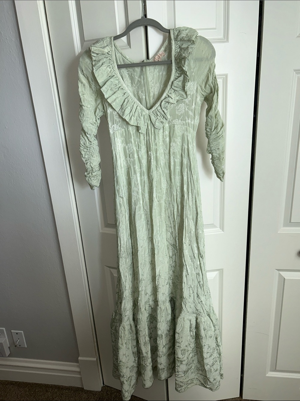 by TiMo Women's Light Sage Ruffled V-Neck Maxi Dress